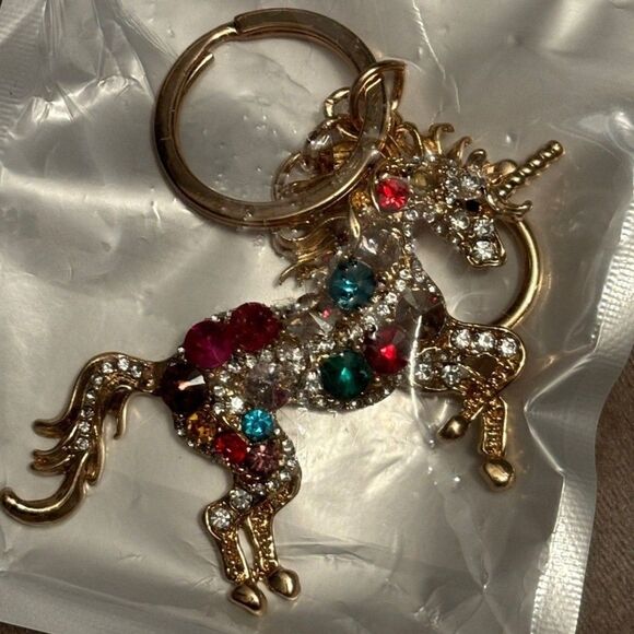 Rhinestone Jewel Unicorn Keychain - Picture 4 of 4